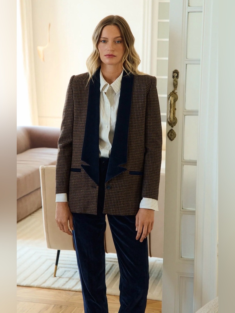 Byan Morris Blazer with Navy Velvet Trim
